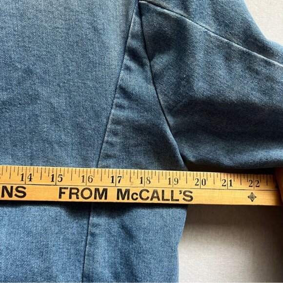 Black Tape Blue Double-Breasted Jean Denim Jacket Sz L - Picture 7 of 9